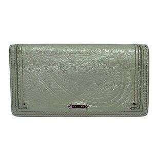 Auth CELINE Cream Leather Long Wallet